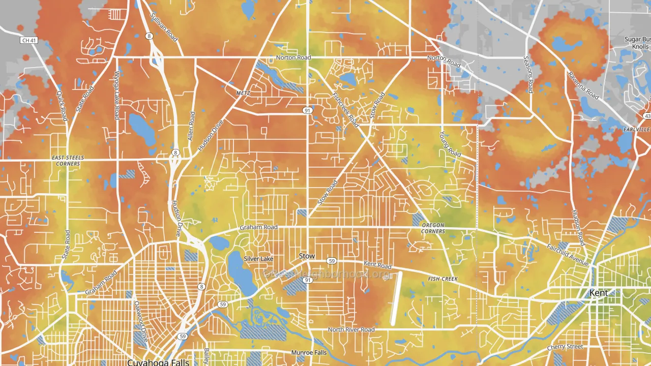 Bike Grade map of 44224, OH