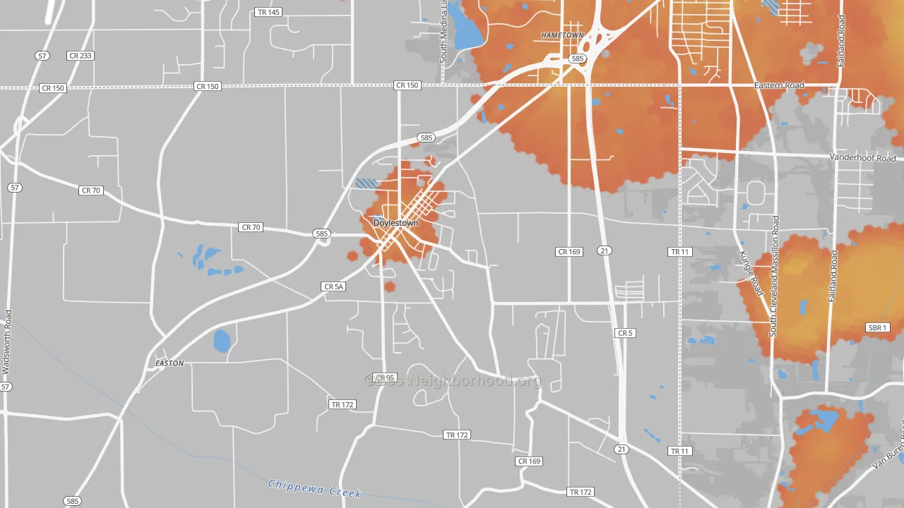 Bike Grade map of 44230, OH
