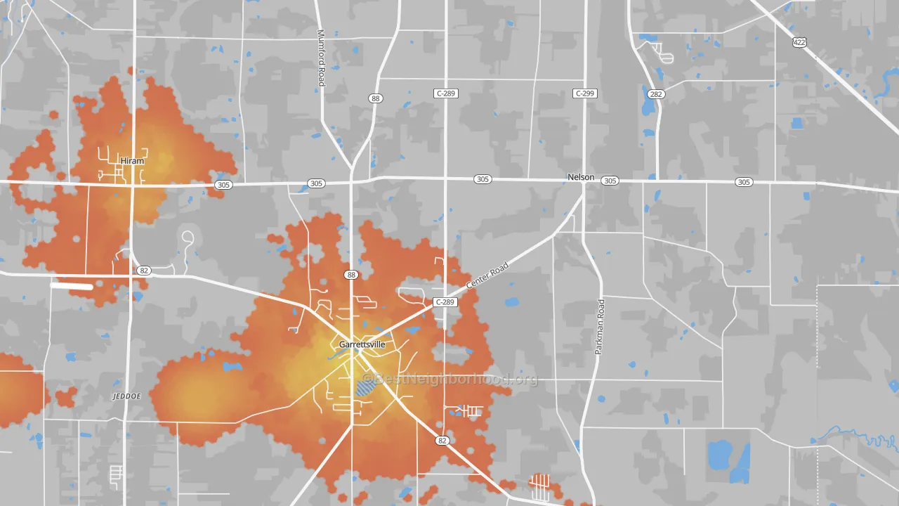 Bike Grade map of 44231, OH