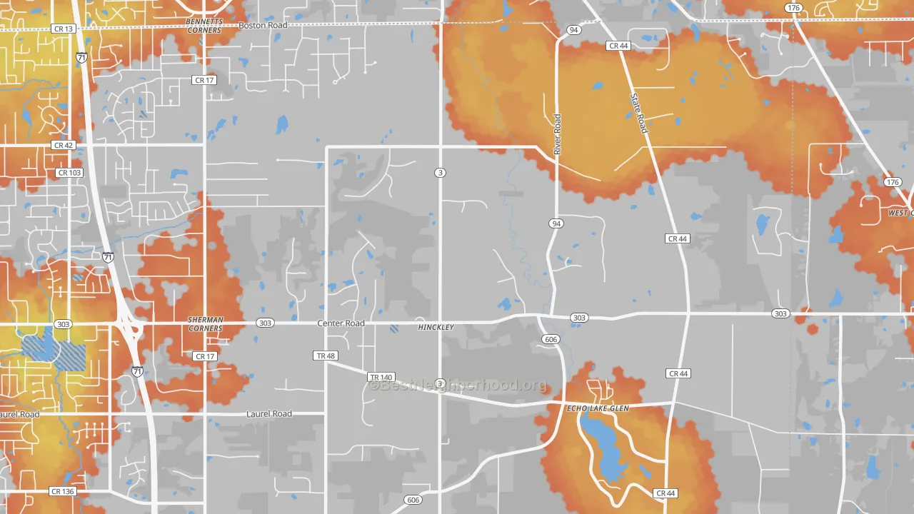 Bike Grade map of 44233, OH
