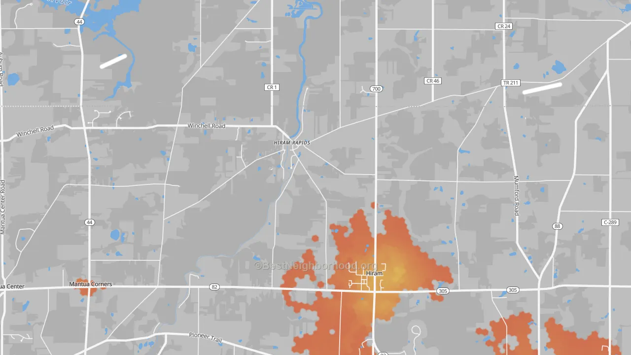 Bike Grade map of 44234, OH