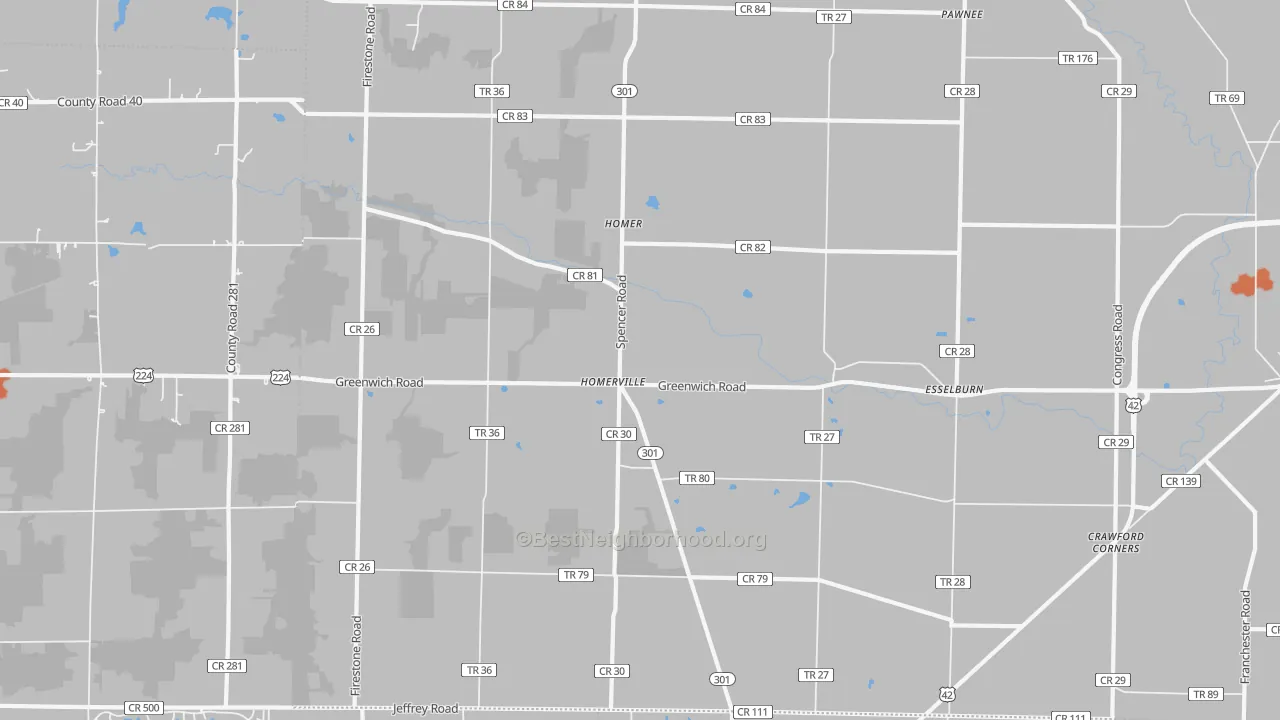 Bike Grade map of 44235, OH