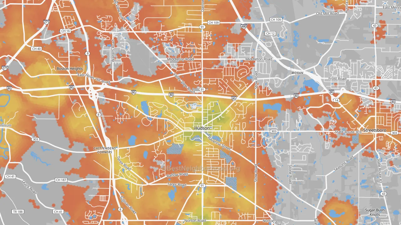 Bike Grade map of 44236, OH