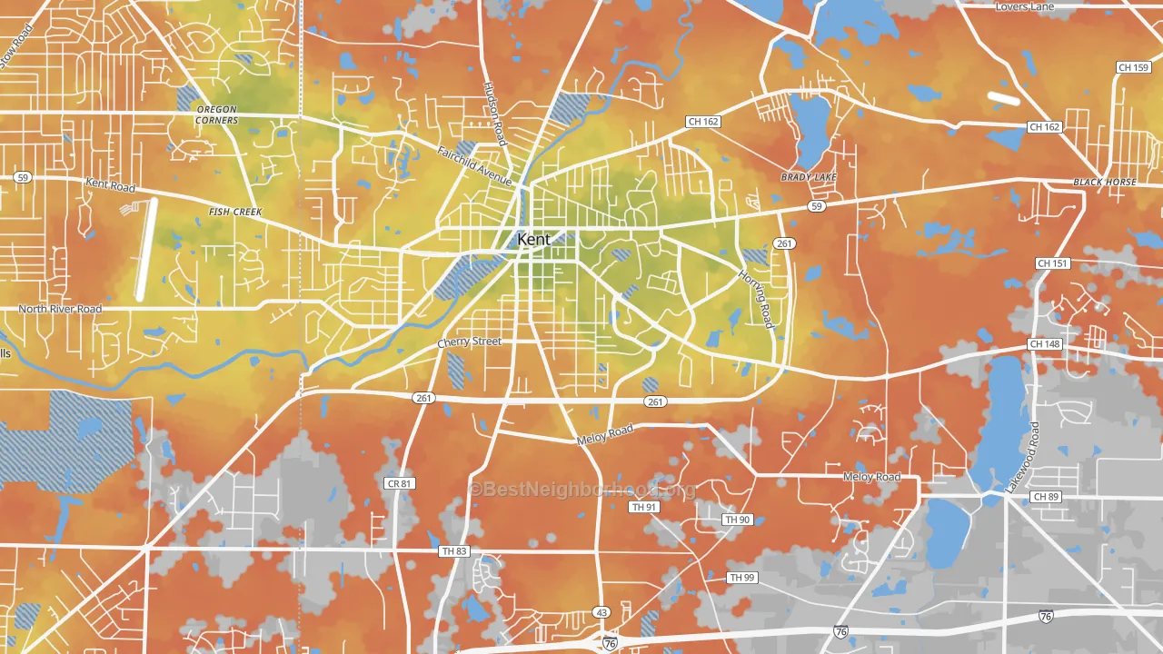 Bike Grade map of 44240, OH