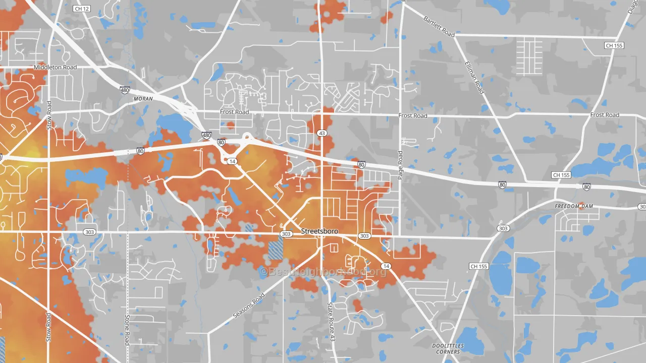 Bike Grade map of 44241, OH