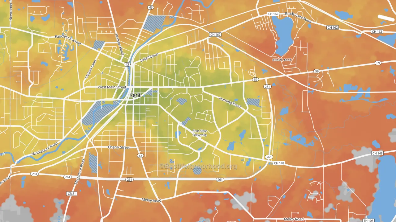 Bike Grade map of 44243, OH