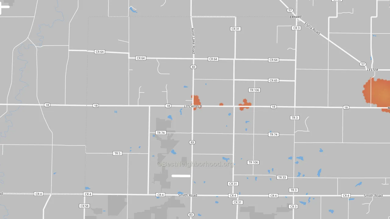 Bike Grade map of 44253, OH