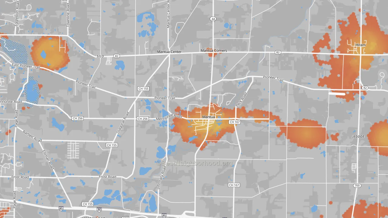 Bike Grade map of 44255, OH