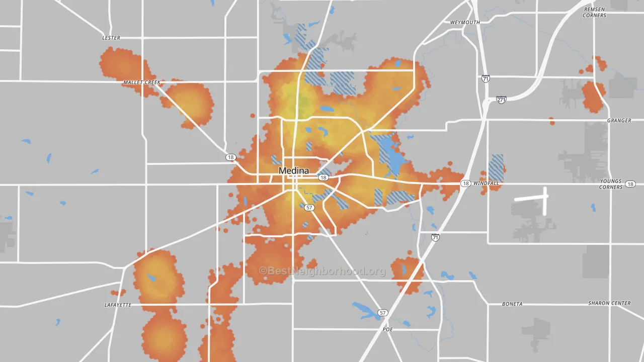 Bike Grade map of 44256, OH