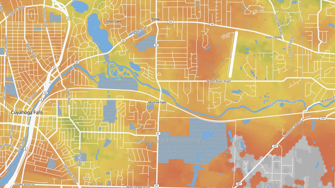 Bike Grade map of 44262, OH