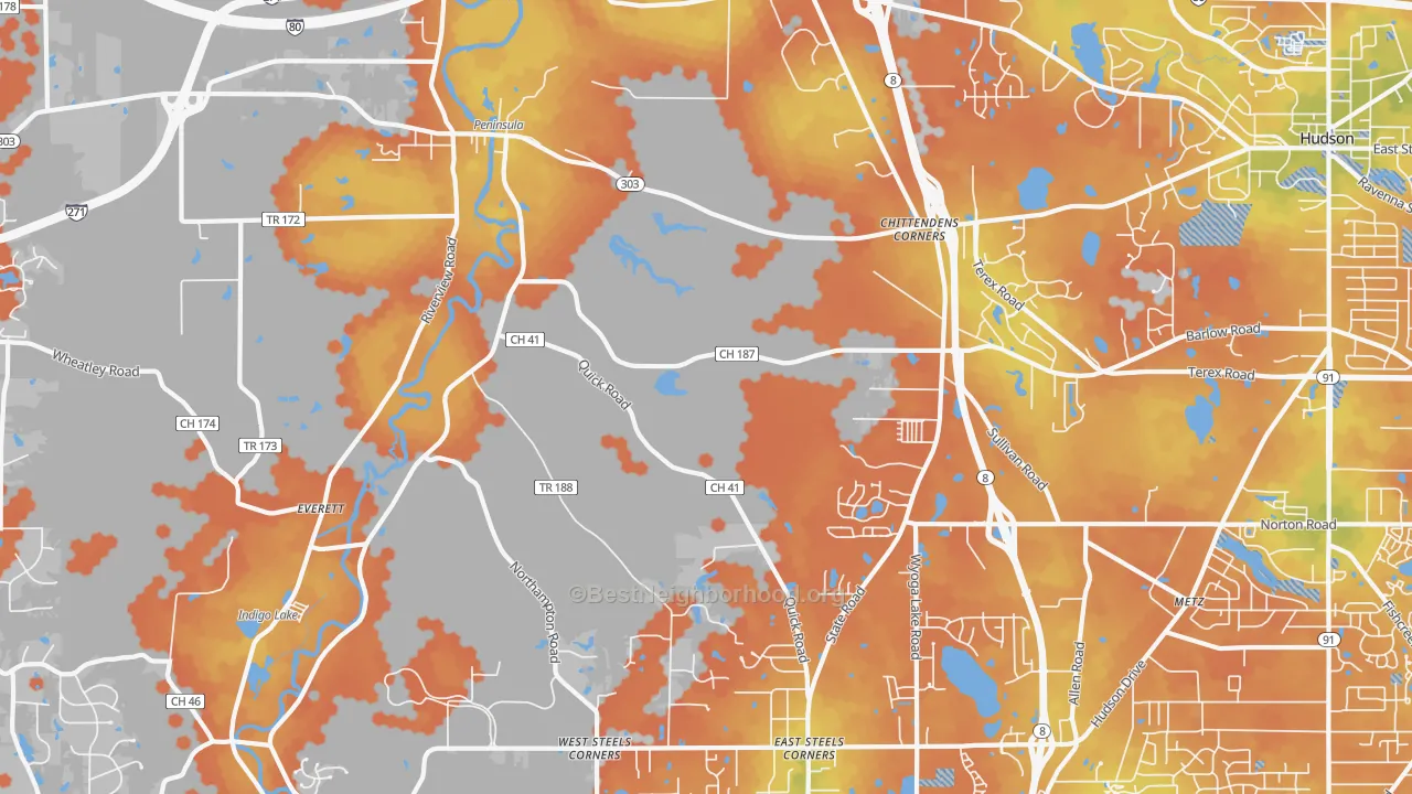 Bike Grade map of 44264, OH