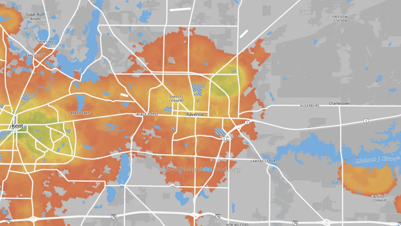 Bike Grade map of 44266, OH