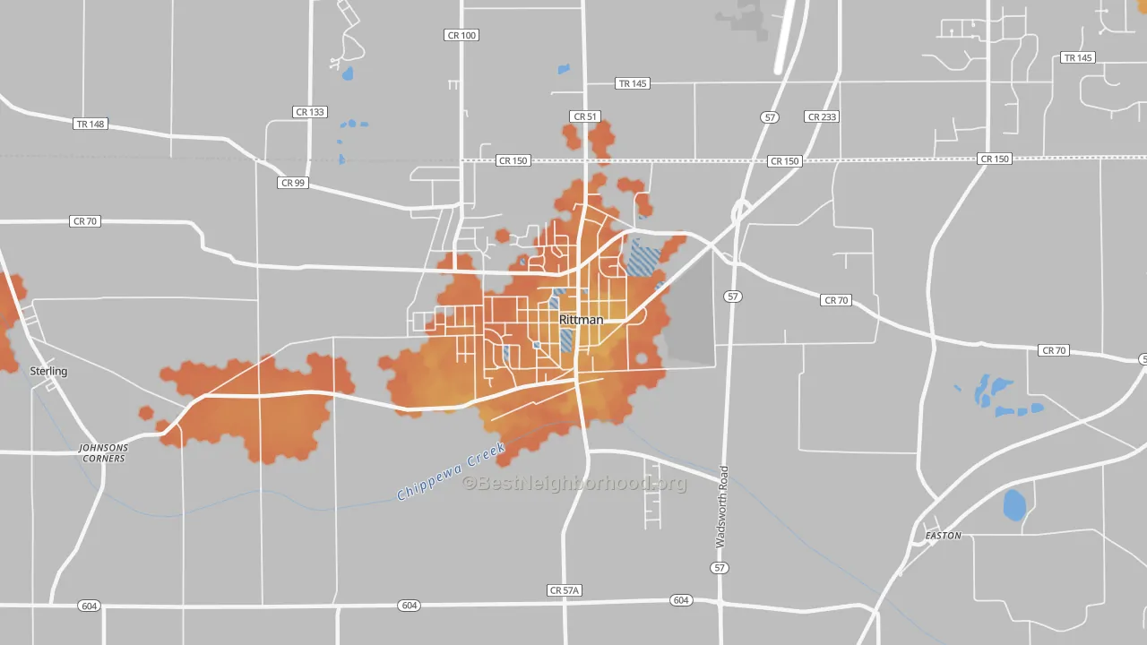 Bike Grade map of 44270, OH