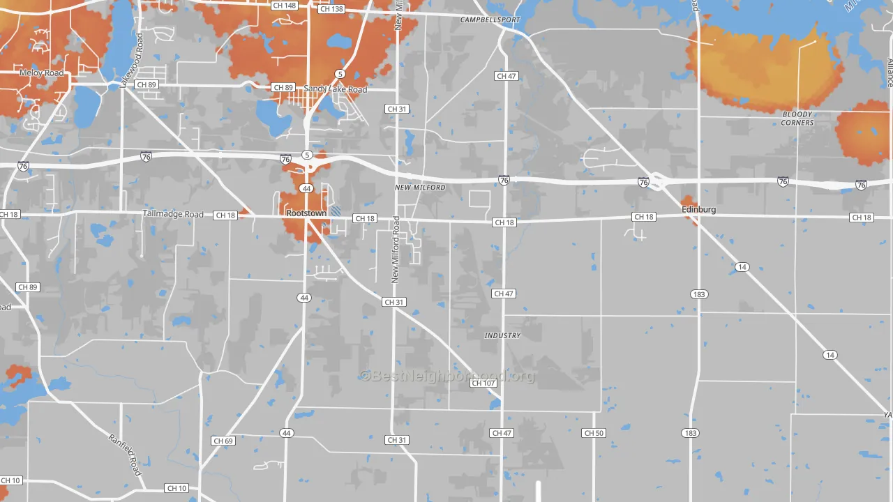 Bike Grade map of 44272, OH