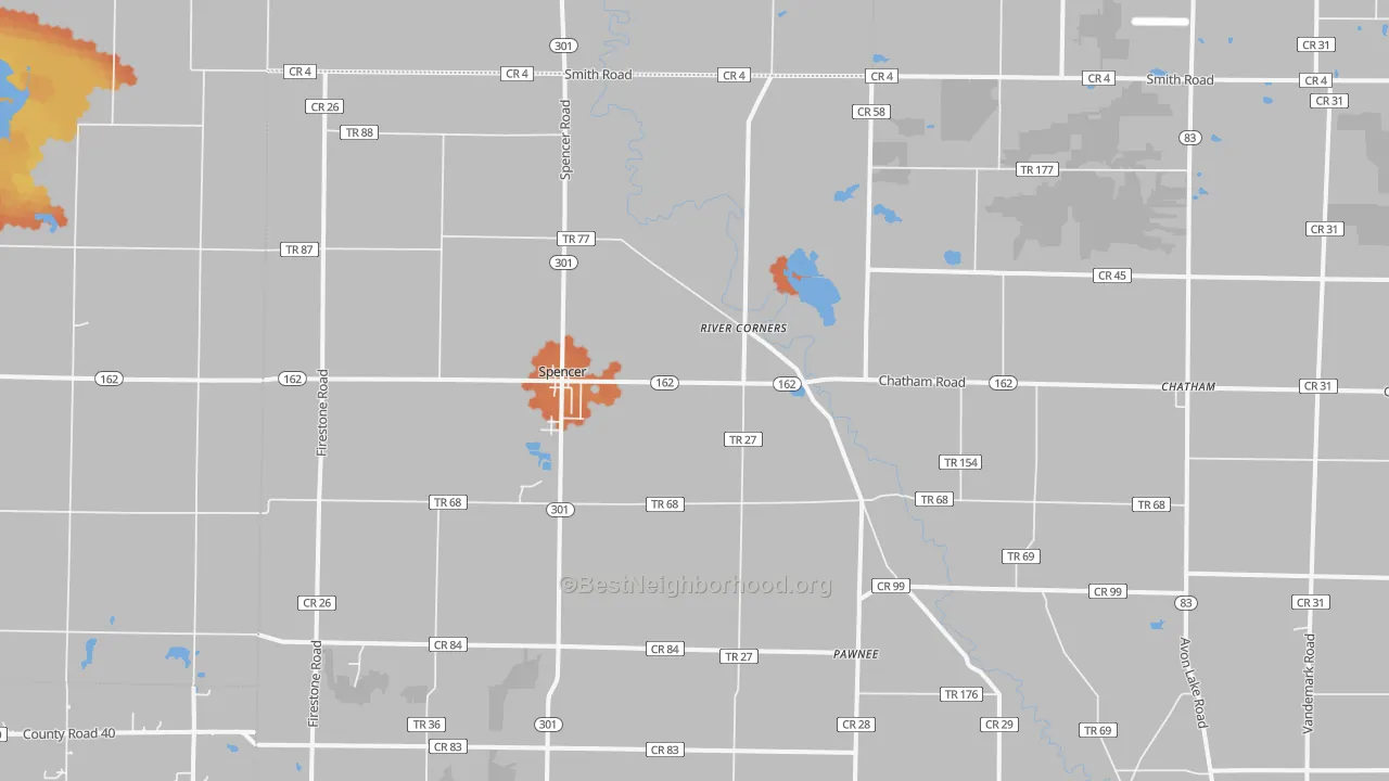 Bike Grade map of 44275, OH