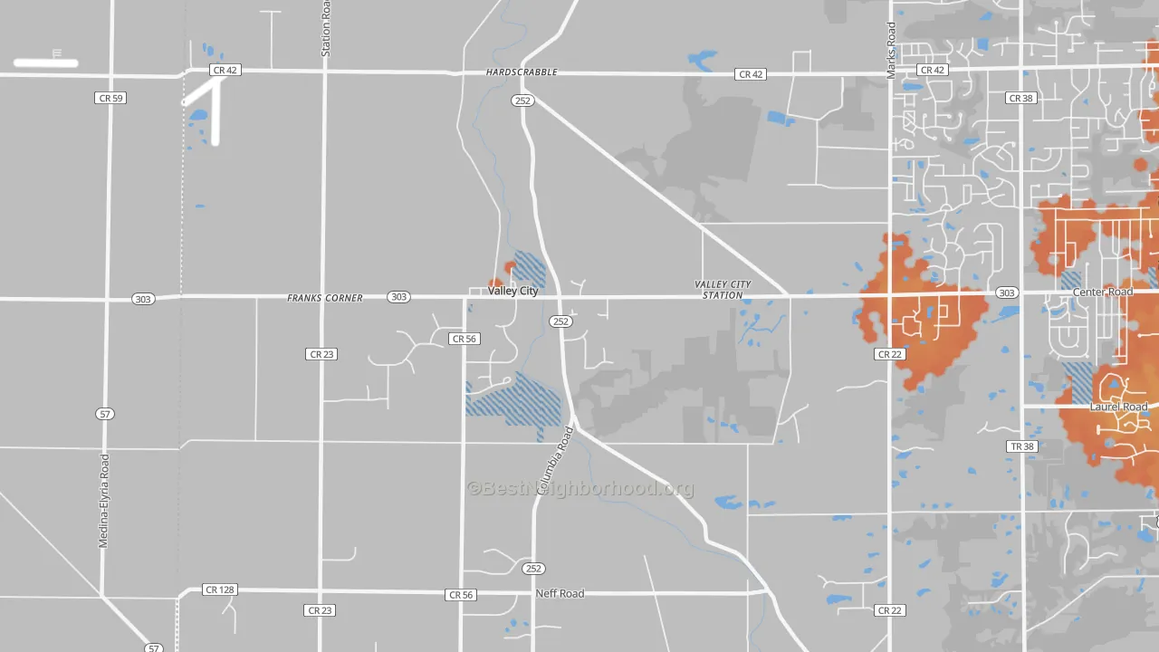 Bike Grade map of 44280, OH
