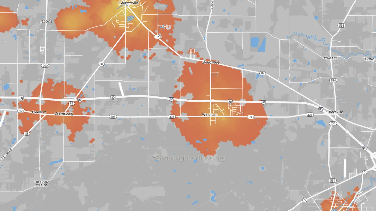 Bike Grade map of 44288, OH