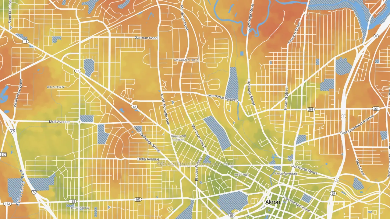 Bike Grade map of 44303, OH