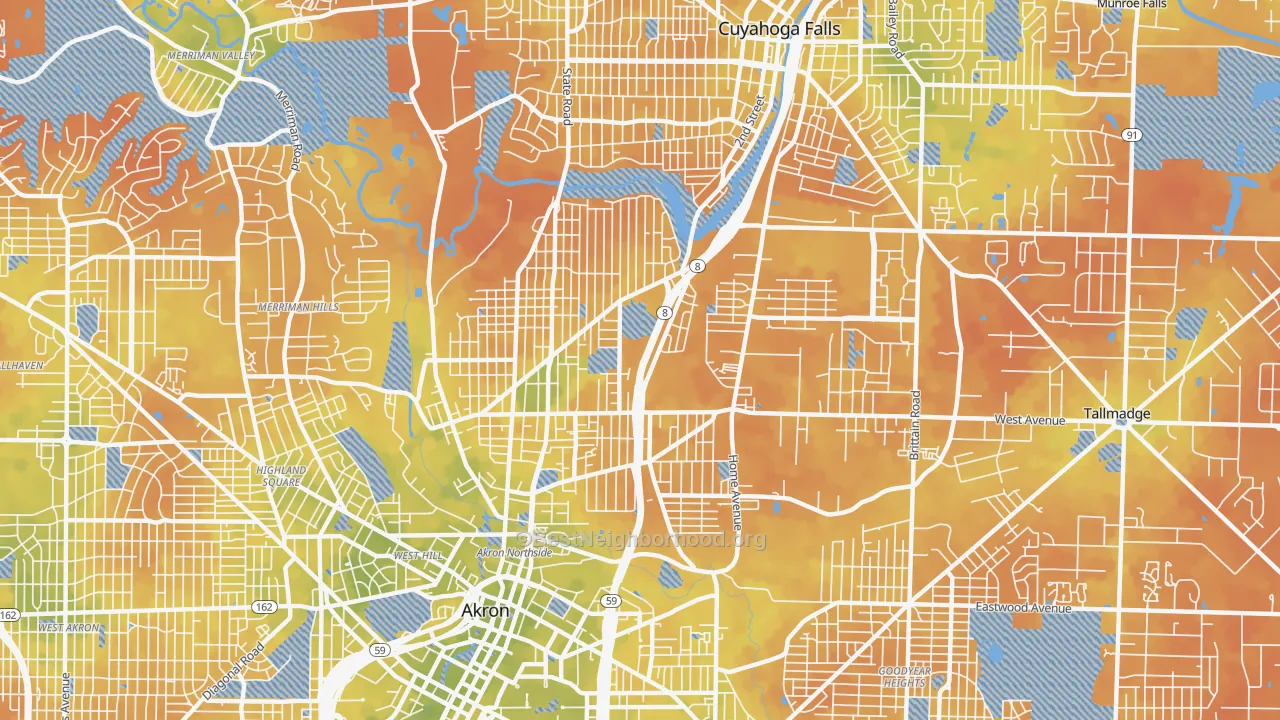 Bike Grade map of 44310, OH
