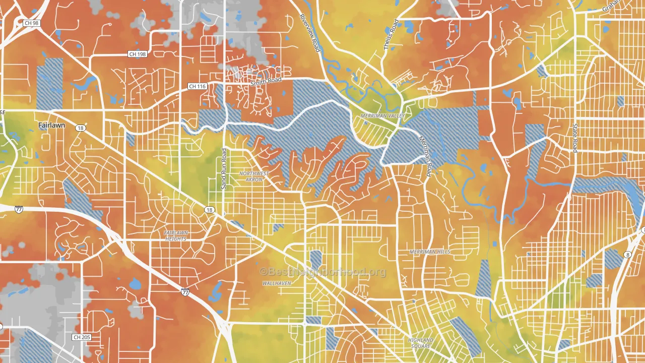 Bike Grade map of 44313, OH