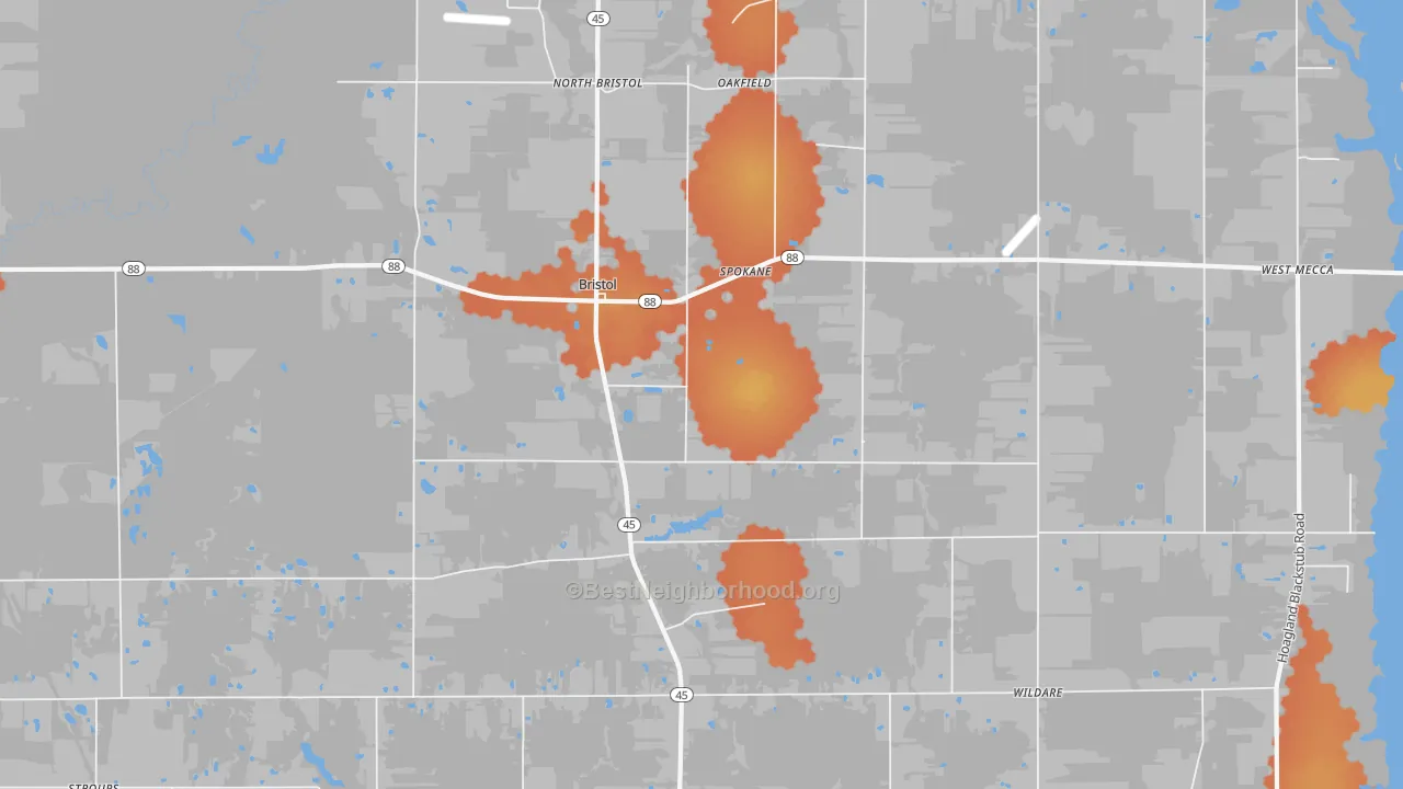 Bike Grade map of 44402, OH