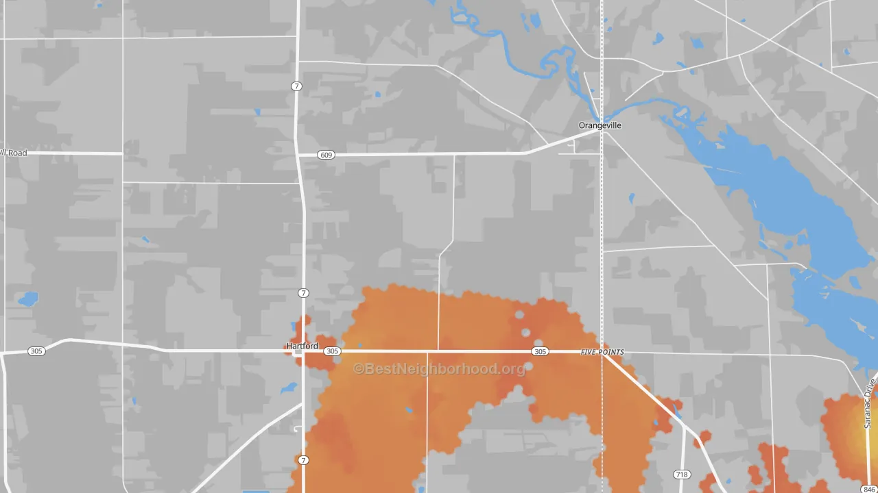 Bike Grade map of 44404, OH