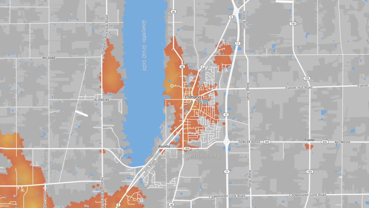 Bike Grade map of 44410, OH