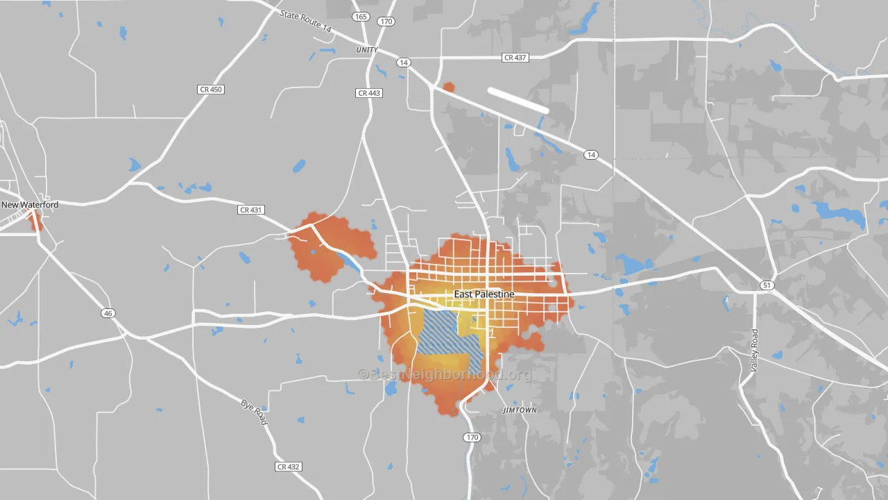 Bike Grade map of 44413, OH