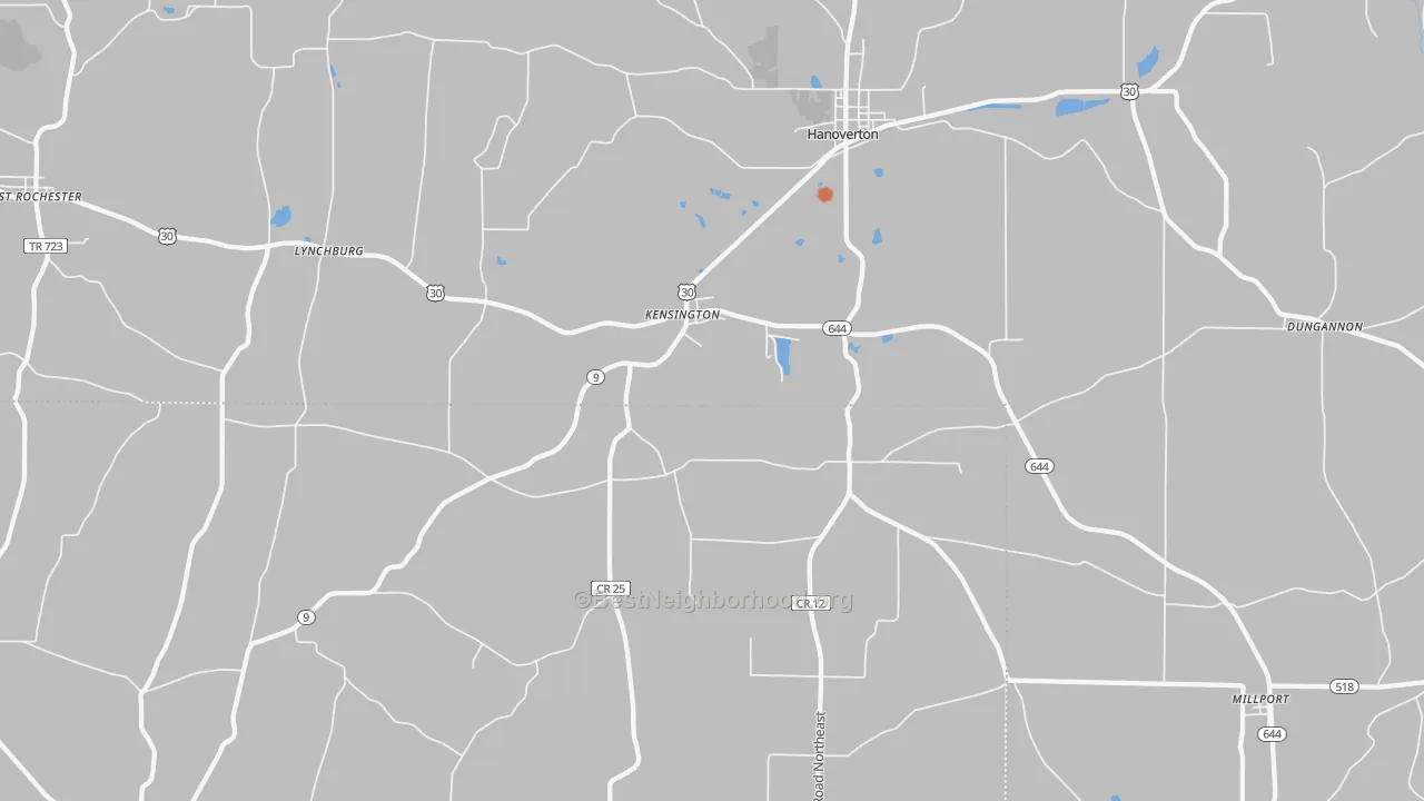 Bike Grade map of 44427, OH