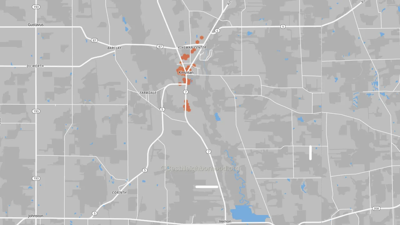 Bike Grade map of 44428, OH