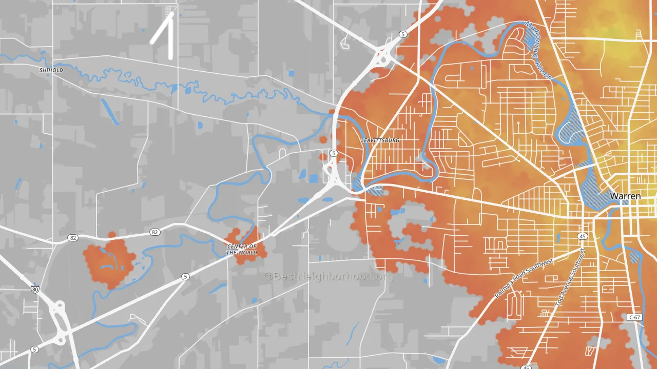 Bike Grade map of 44430, OH