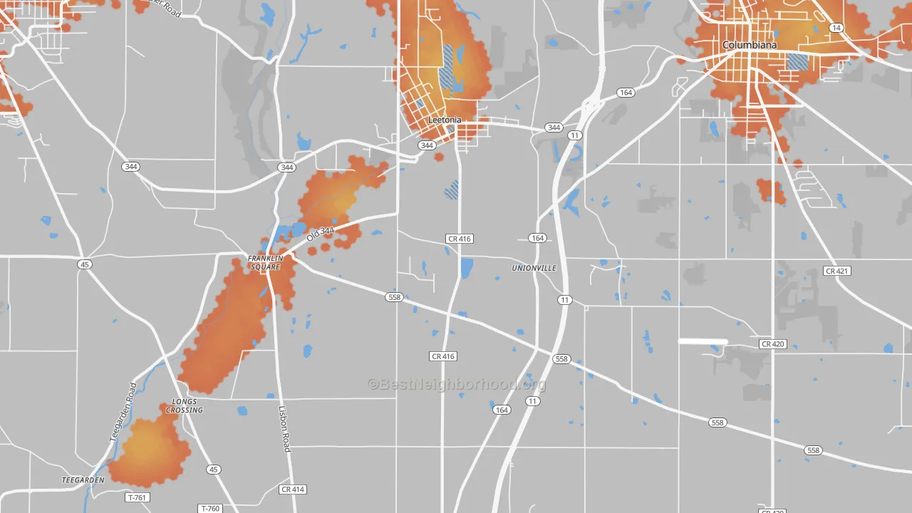 Bike Grade map of 44431, OH