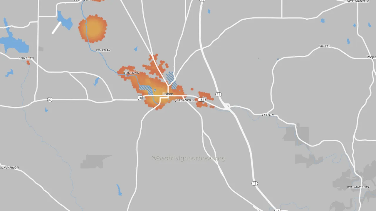 Bike Grade map of 44432, OH