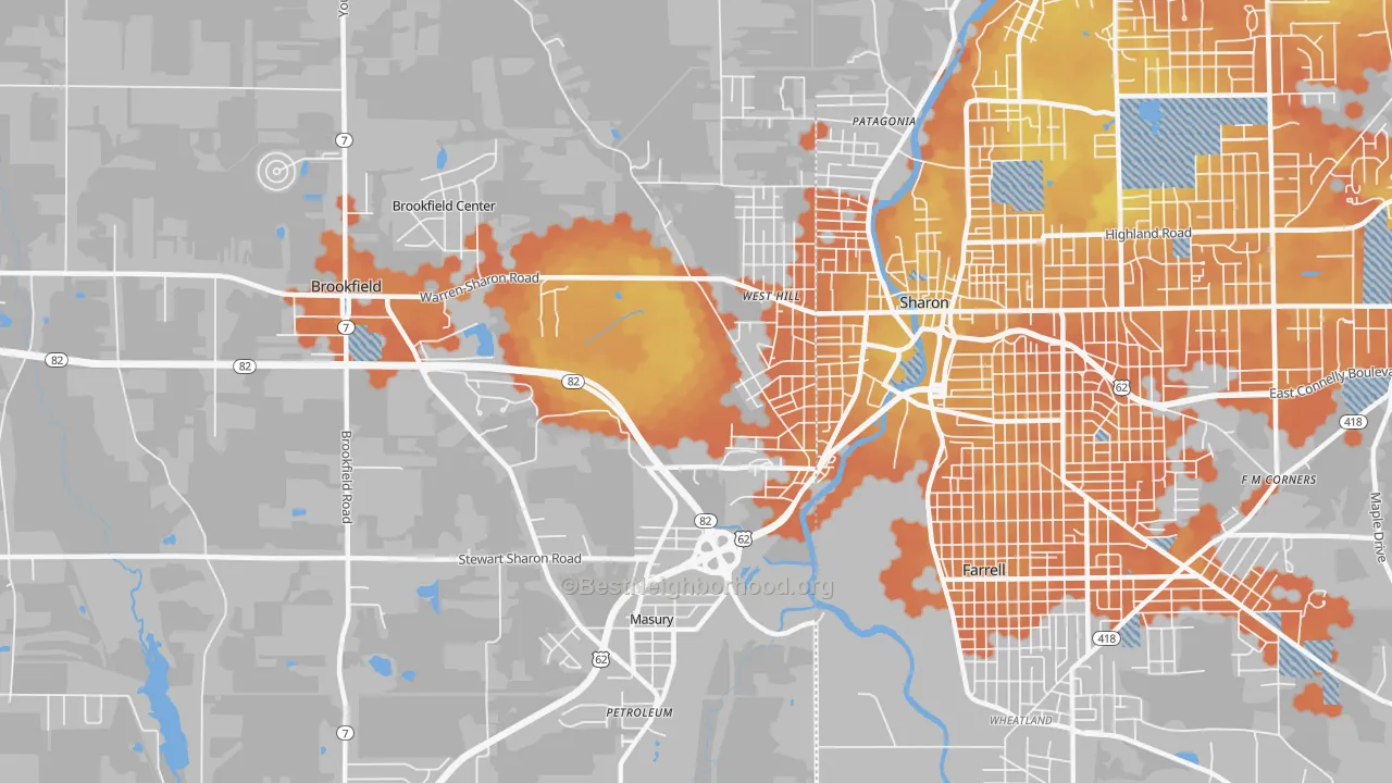 Bike Grade map of 44438, OH