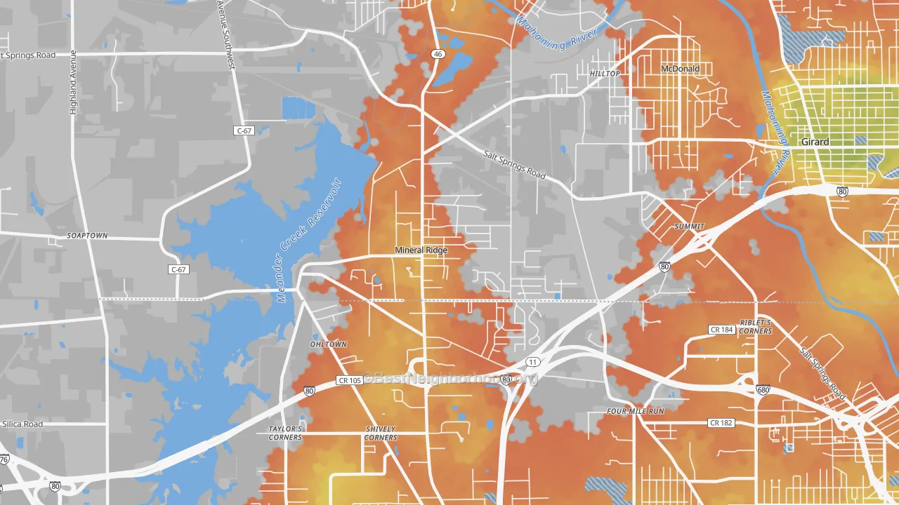Bike Grade map of 44440, OH
