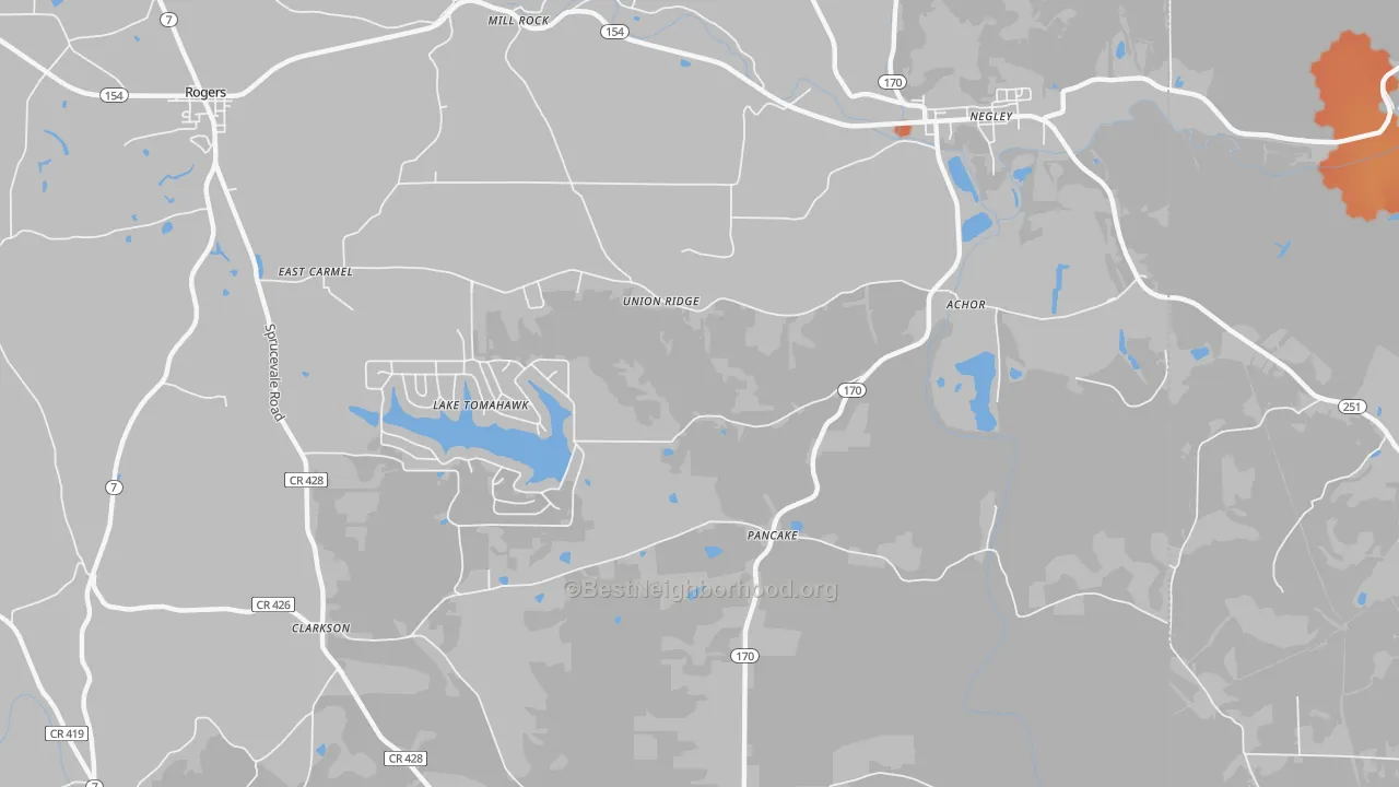 Bike Grade map of 44441, OH