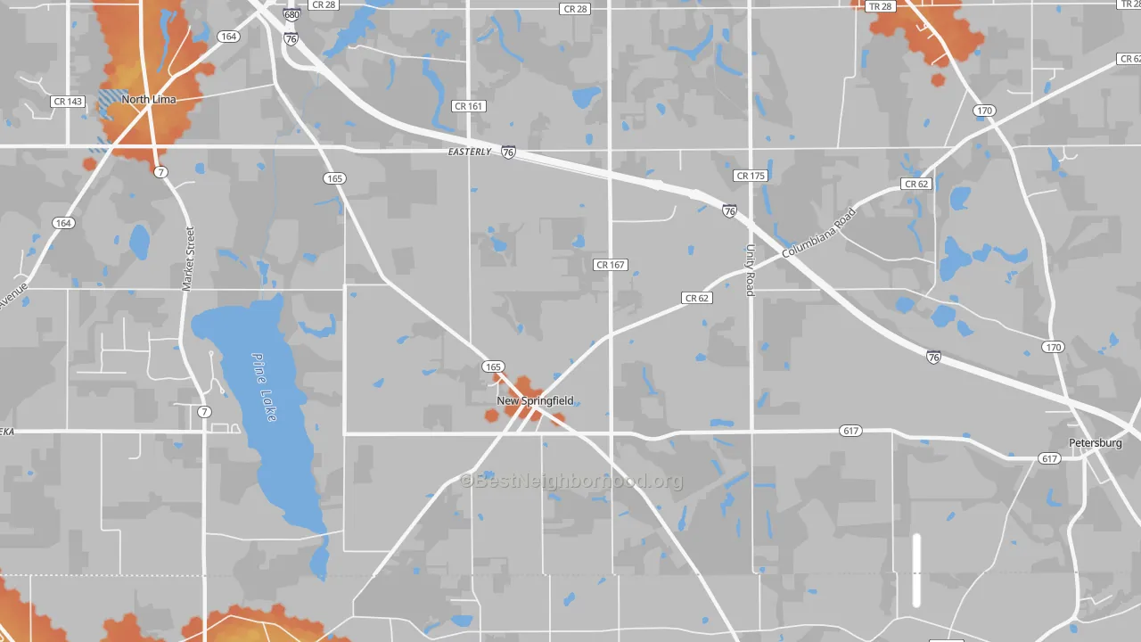 Bike Grade map of 44443, OH