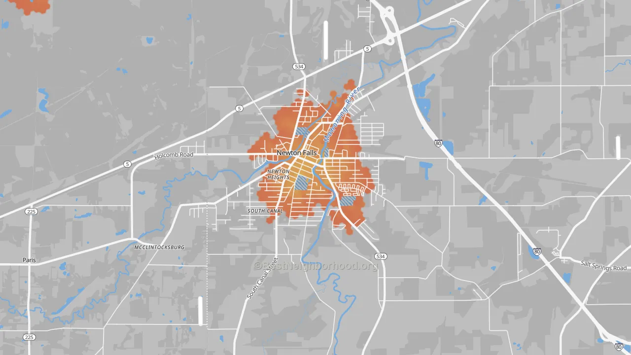 Bike Grade map of 44444, OH