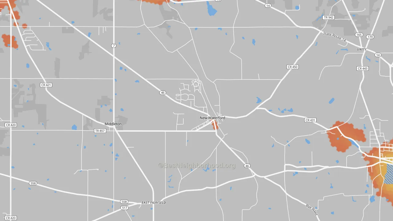Bike Grade map of 44445, OH