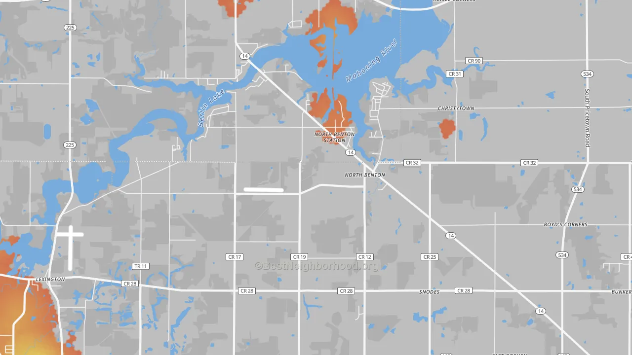Bike Grade map of 44449, OH