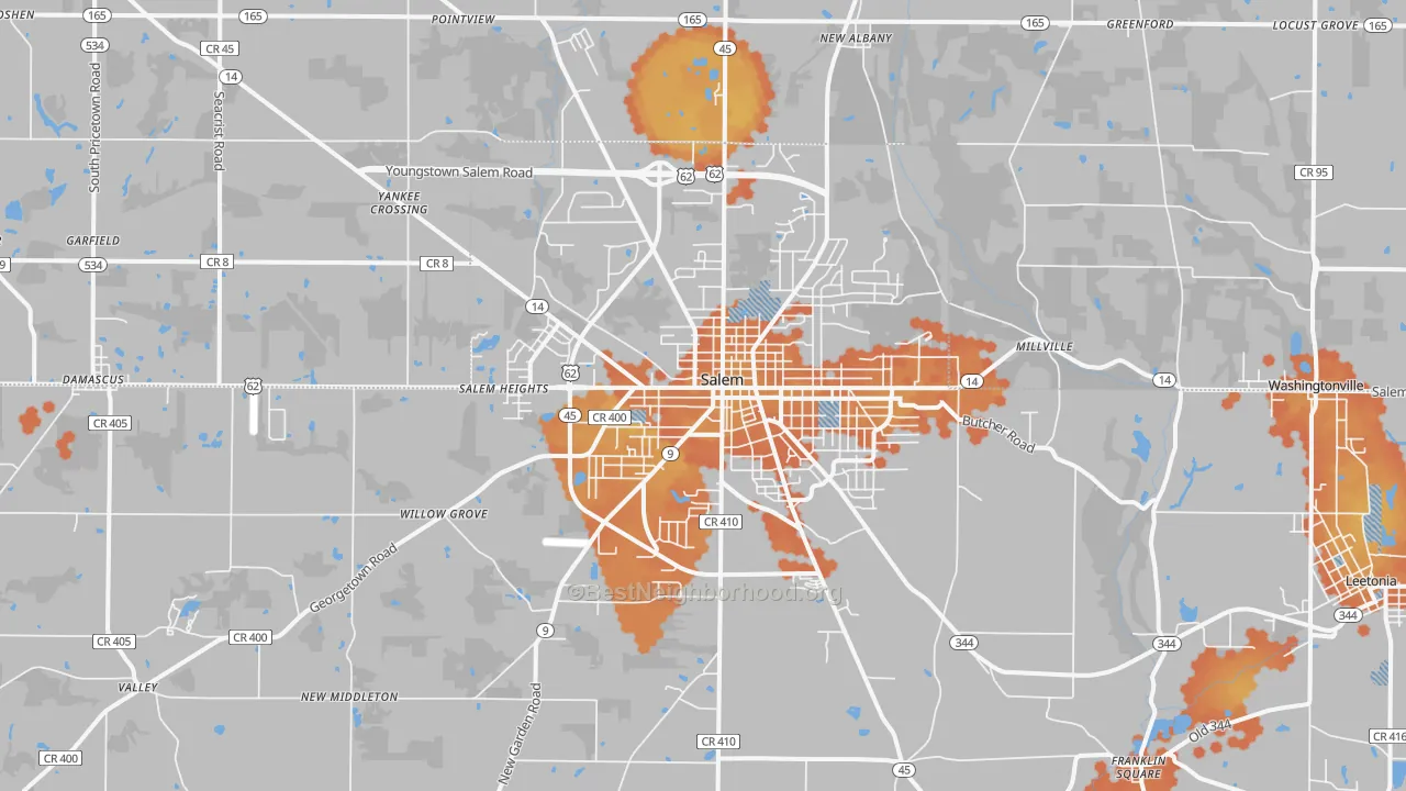 Bike Grade map of 44460, OH