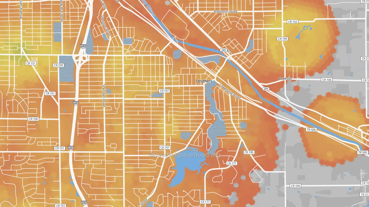 Bike Grade map of 44471, OH