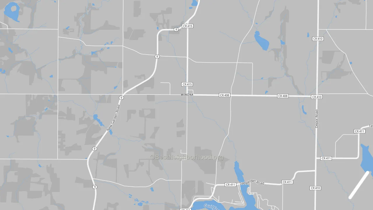 Bike Grade map of 44493, OH