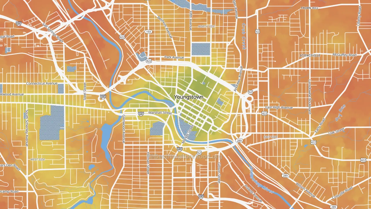 Bike Grade map of 44503, OH
