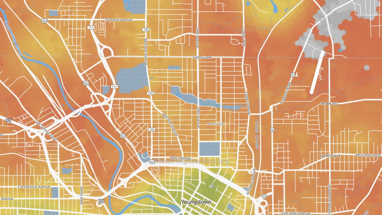 Bike Grade map of 44504, OH