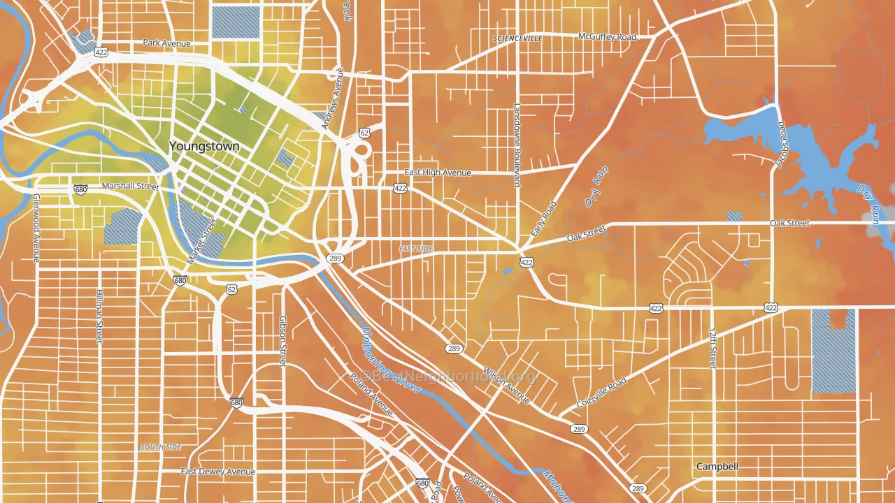 Bike Grade map of 44506, OH