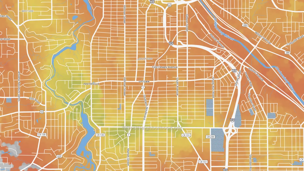 Bike Grade map of 44507, OH