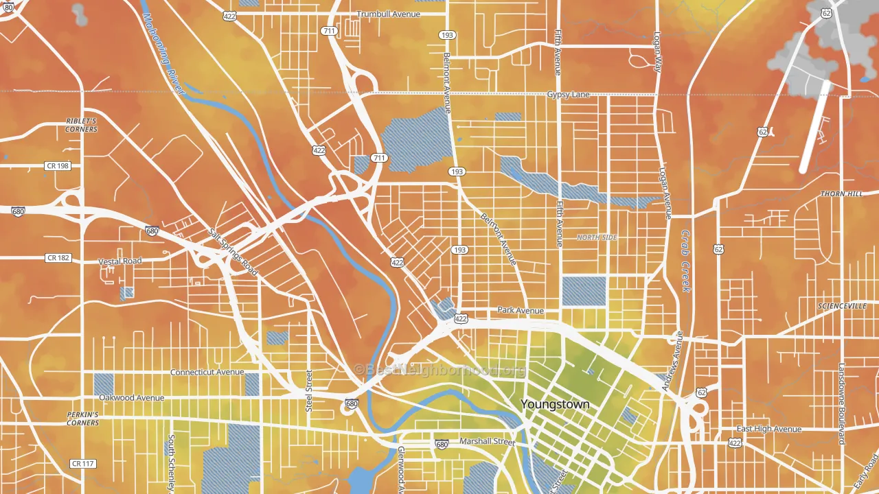 Bike Grade map of 44510, OH