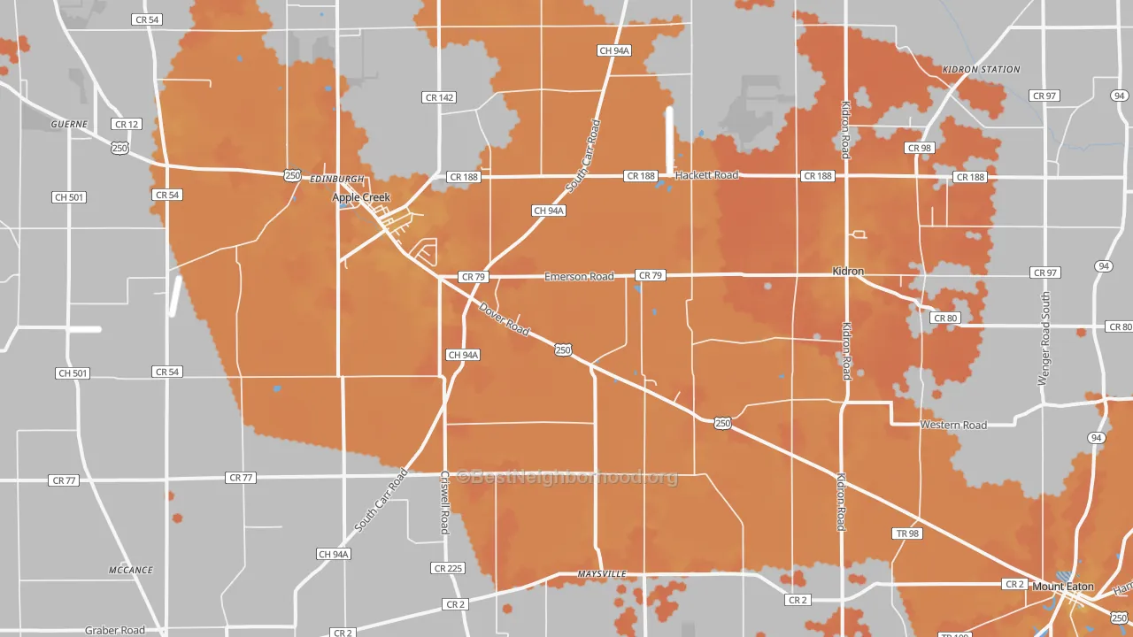 Bike Grade map of 44606, OH