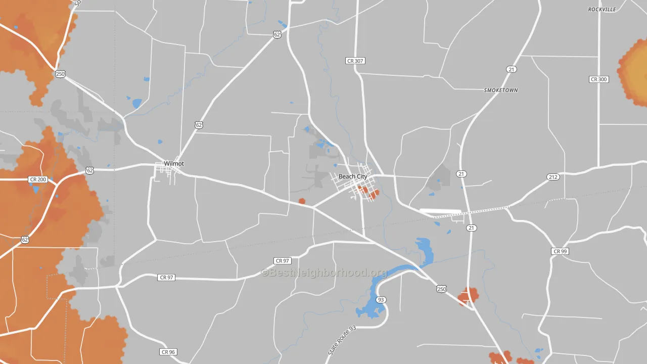 Bike Grade map of 44608, OH